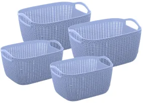 Kuber Industries Unbreakable Plastic 4 Pieces Multipurpose Large and Medium Size Flexible Storage Baskets/Fruit Vegetable Bathroom Stationary Home Basket with Handles (Grey) -CTKTC039368