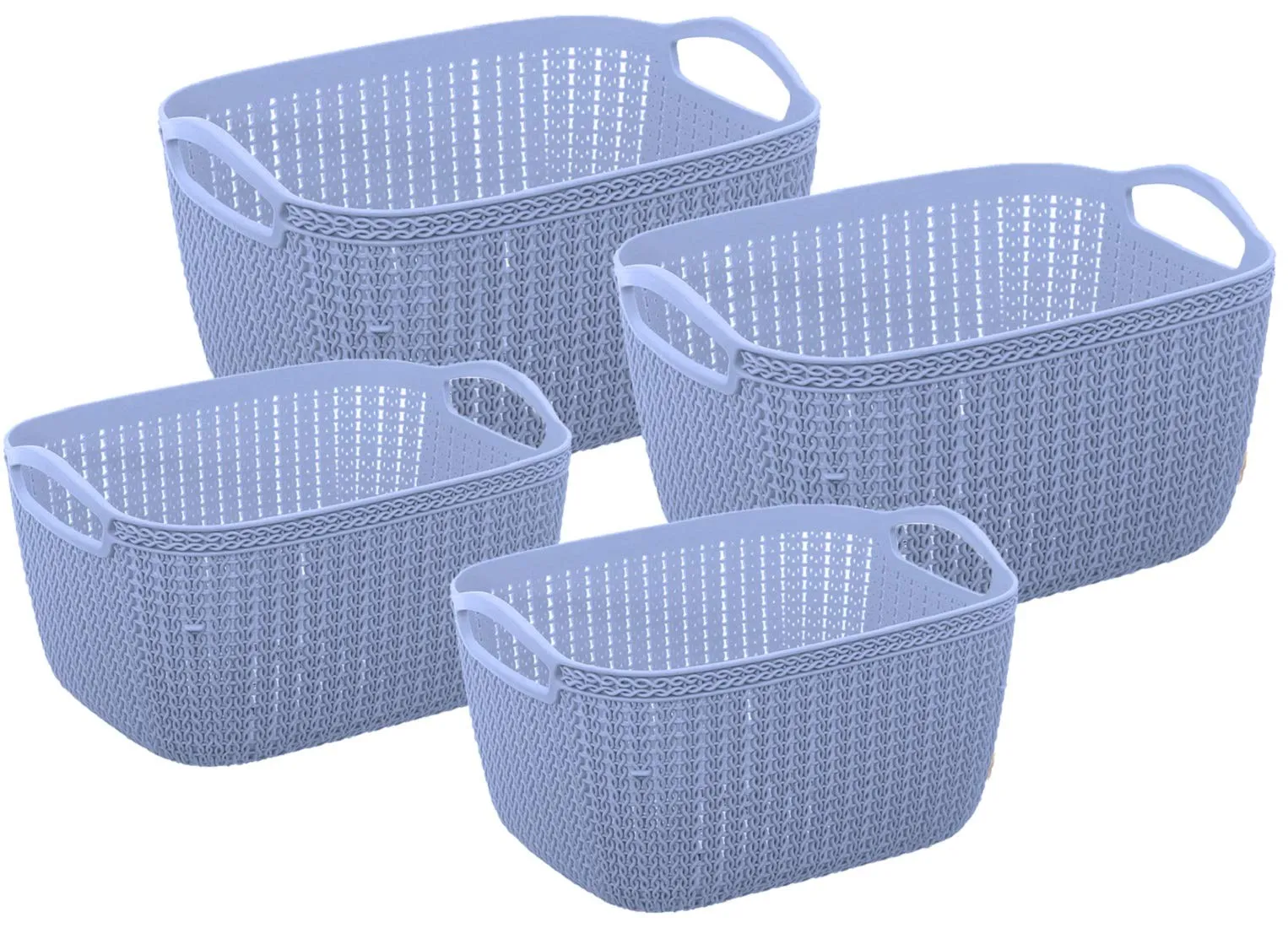 Kuber Industries Unbreakable Plastic 4 Pieces Multipurpose Large and Medium Size Flexible Storage Baskets/Fruit Vegetable Bathroom Stationary Home Basket with Handles (Grey) -CTKTC039368