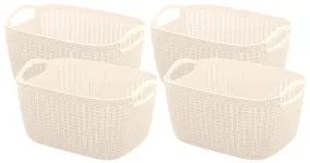 Kuber Industries Unbreakable Plastic 4 Pieces Multipurpose Medium Size Flexible Storage Baskets / Fruit Vegetable Bathroom Stationary Home Basket with Handles (Assorted colors) -CTKTC039059