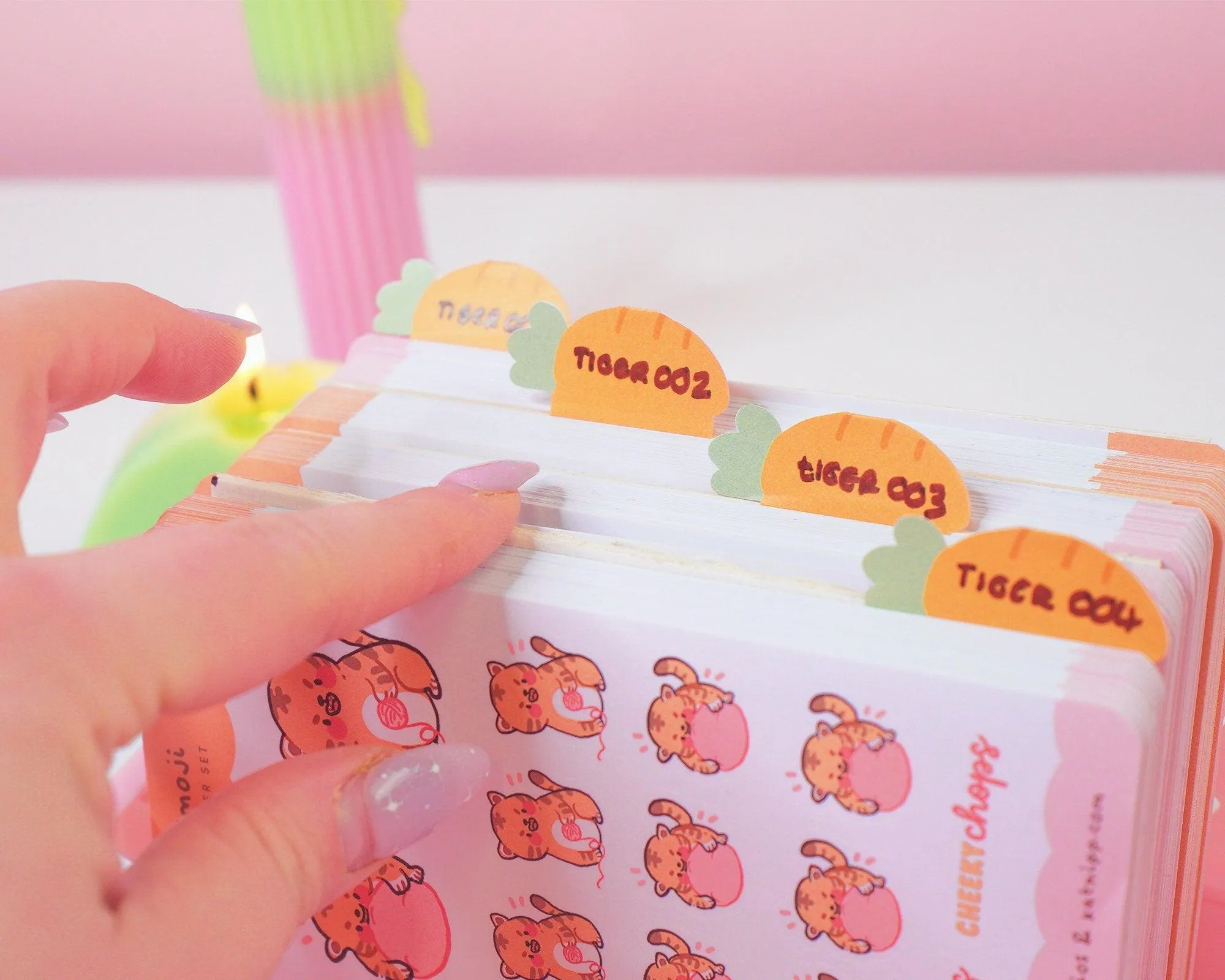 Little Carrots Index Tabs | Cute Writable Organisation Stickers | ID007
