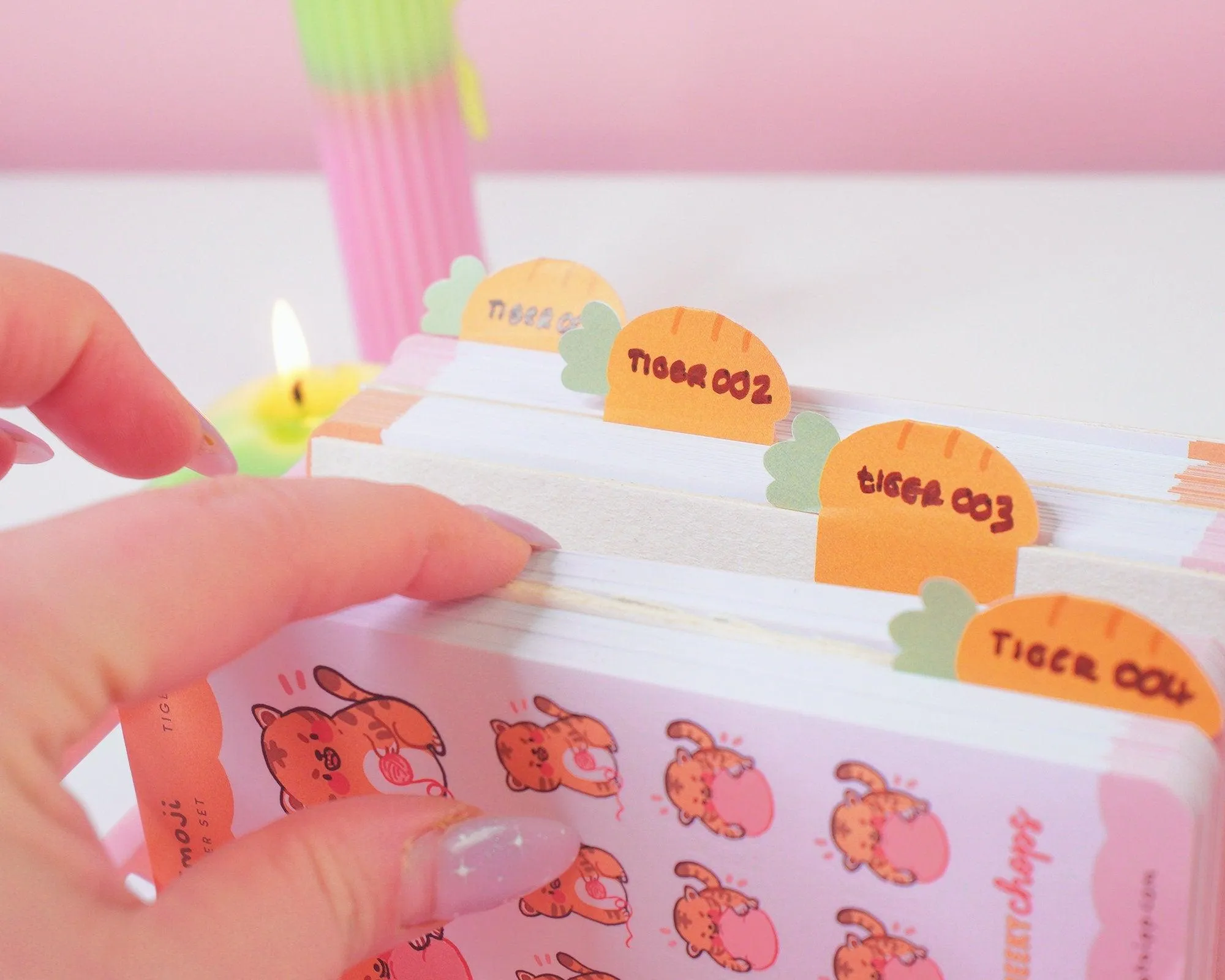 Little Carrots Index Tabs | Cute Writable Organisation Stickers | ID007