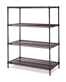 Metro 4ES181863NBL 18" x 18" x 63" Black Wire Shelving Unit with 4 Super Erecta&reg; Wire Shelves