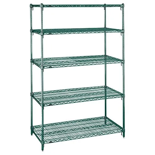 Metro 5A447K3 21" x 42" x 74" Metroseal&reg; Green Wire Shelving Unit with 5 Super Adjustable&trade; Wire Shelves