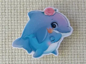 Mom and Baby Dolphin Needle Minder, Cover Minder, Magnet