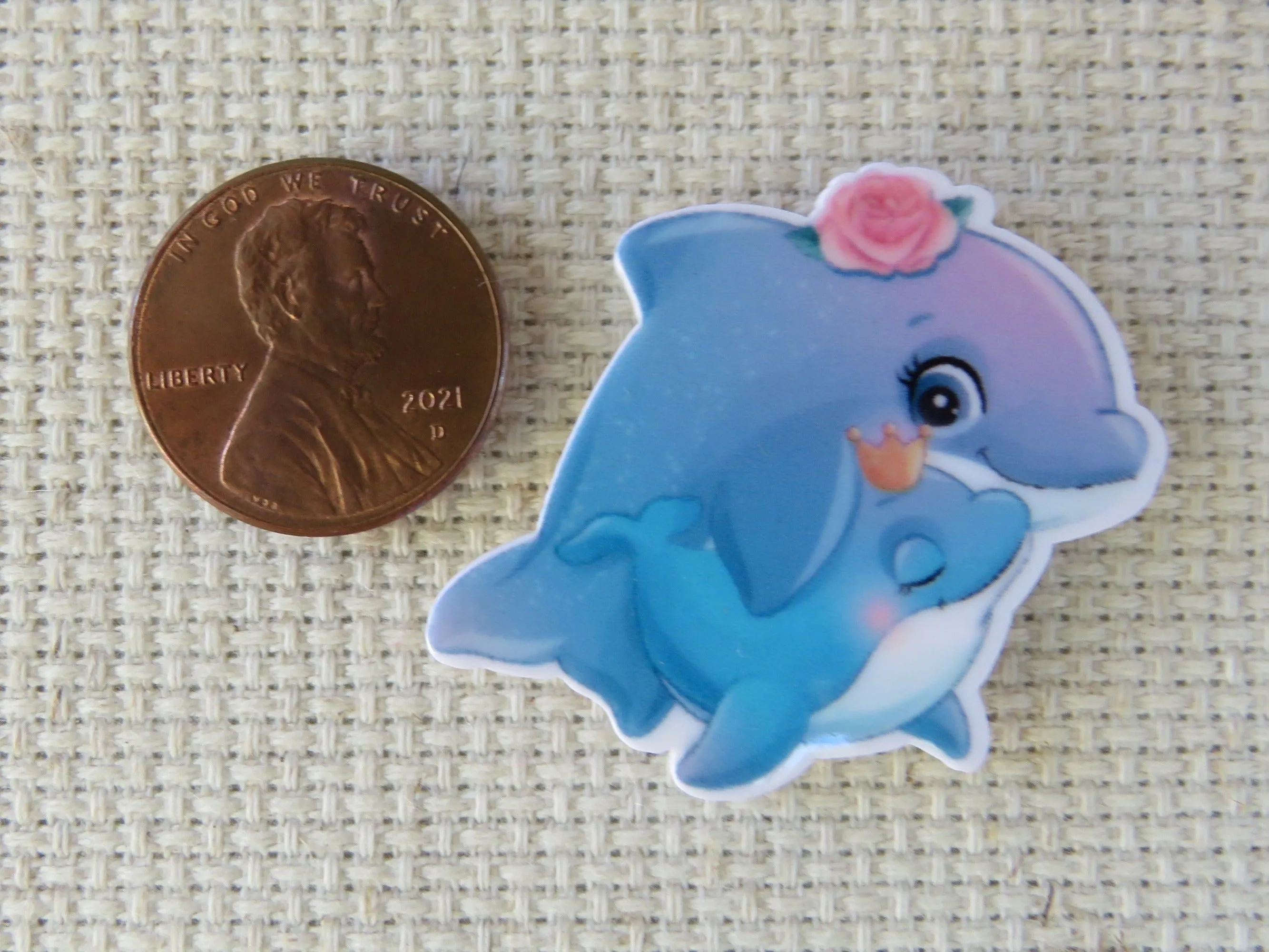 Mom and Baby Dolphin Needle Minder, Cover Minder, Magnet