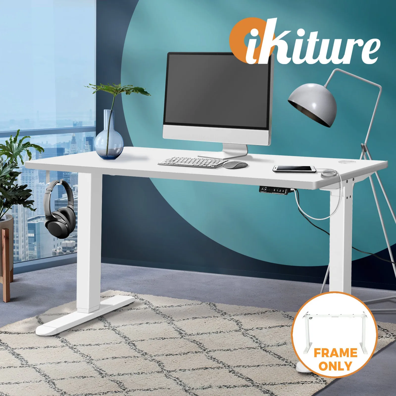 Oikiture Standing Desk Frame Only Height Adjustable Motorised Sit Stand Table