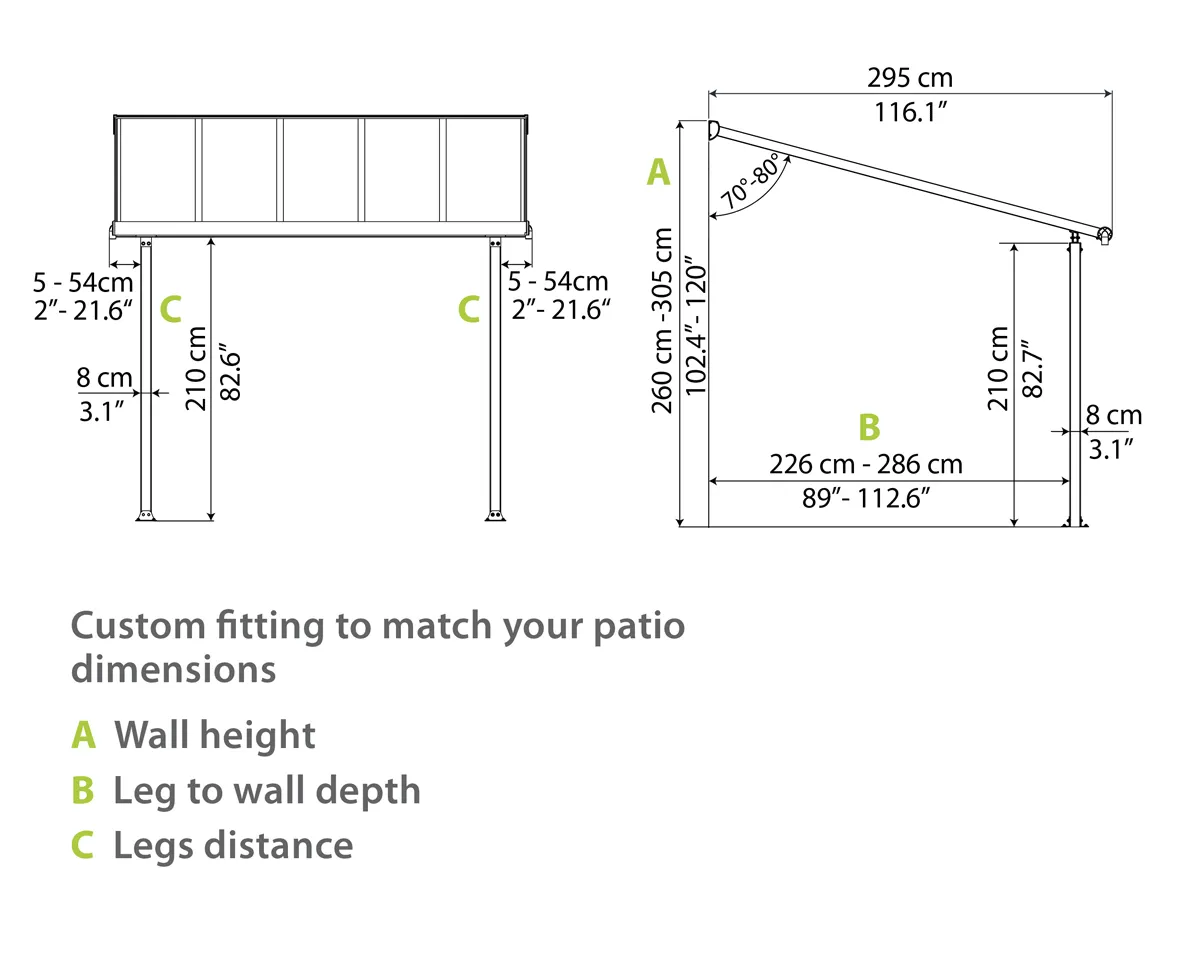Olympia™ Patio Cover ~10 ft. x 14 ft. Grey Frame Bronze Panels | Palram-Canopia