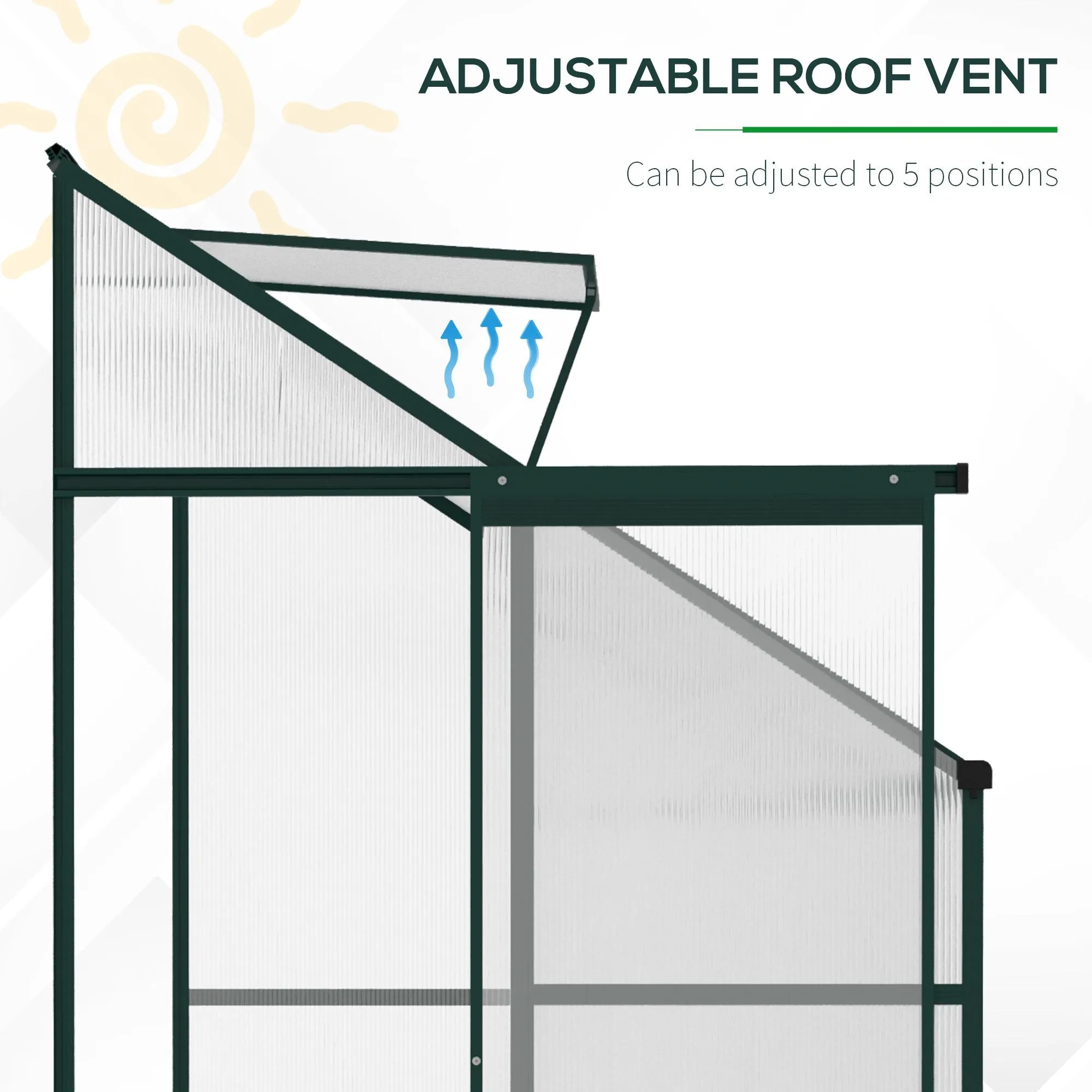 Outsunny Walk-In Garden Greenhouse Aluminum Frame Polycarbonate 6 x 4ft