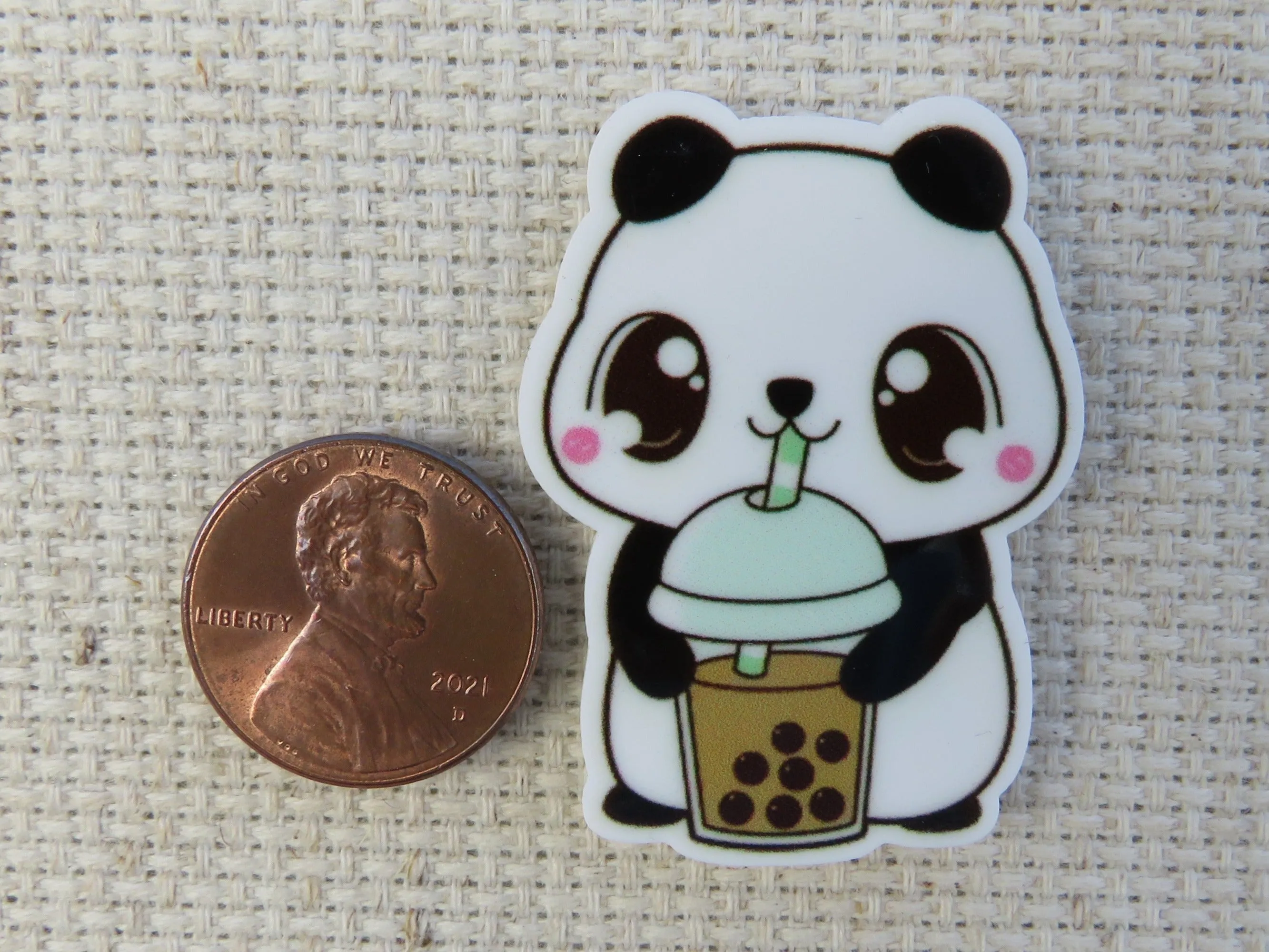 Panda Drinking a Boba Needle Minder, Cover Minder, Magnet