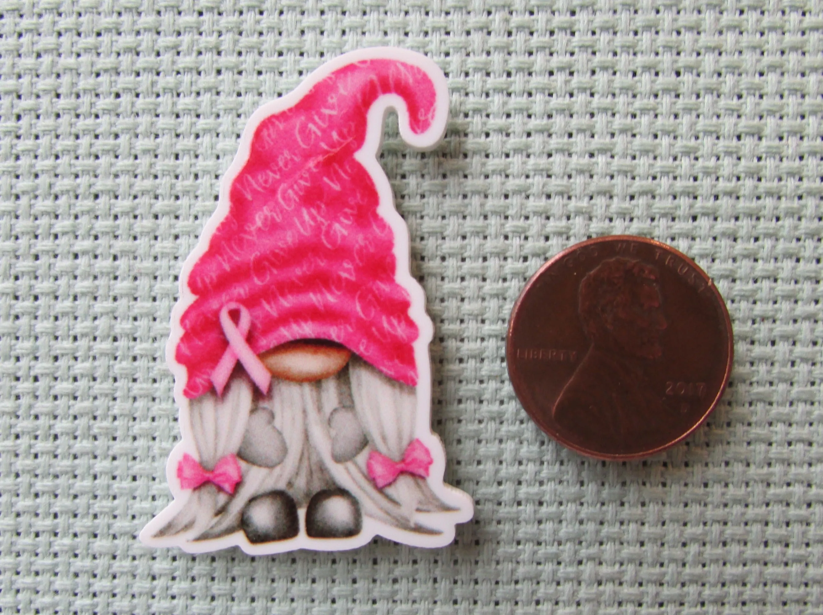 Pink Breast Cancer Awareness Gnome Needle Minder, Cover Minder, Magnet