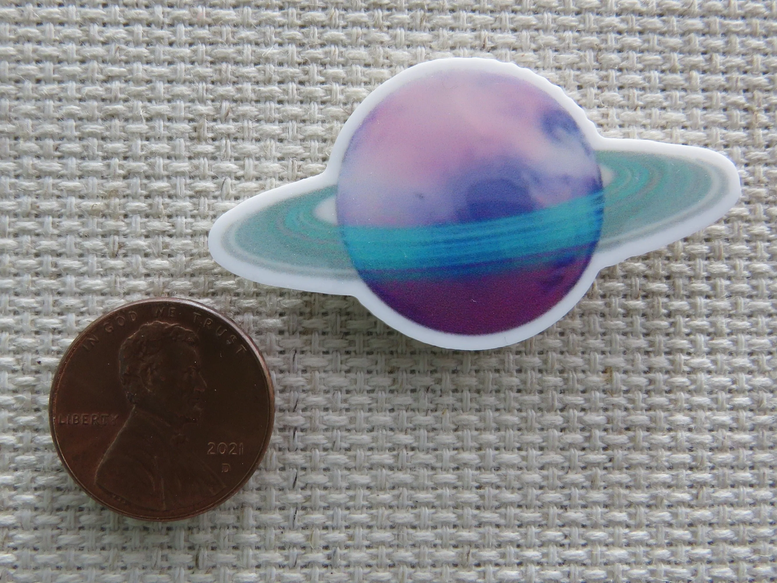 Pink Planet with Rings Needle Minder, Cover Minder, Magnet