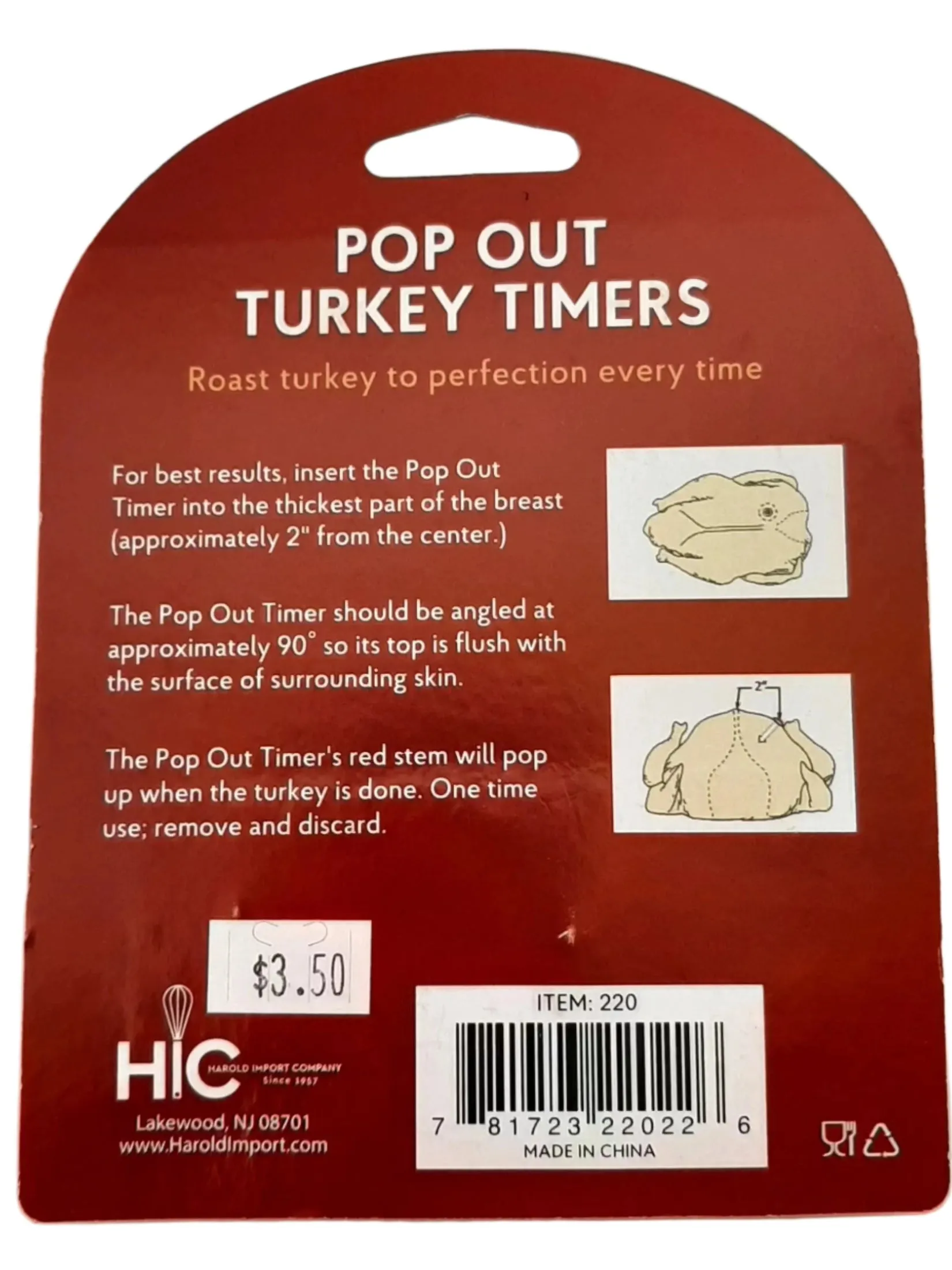 Pop out Turkey Timers