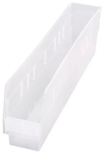 Quantum QSB205CL Store-More Clear-View Shelf Bins, 4.13" x 23.63" x 6"