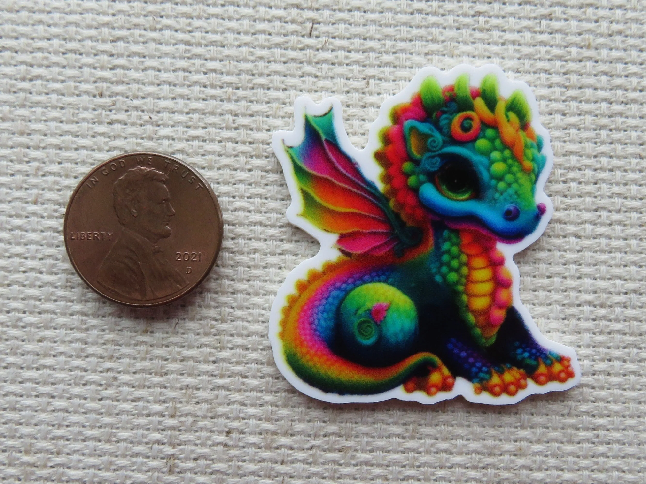 Rainbow Green Dragon Needle Minder, Cover Minder, Magnet