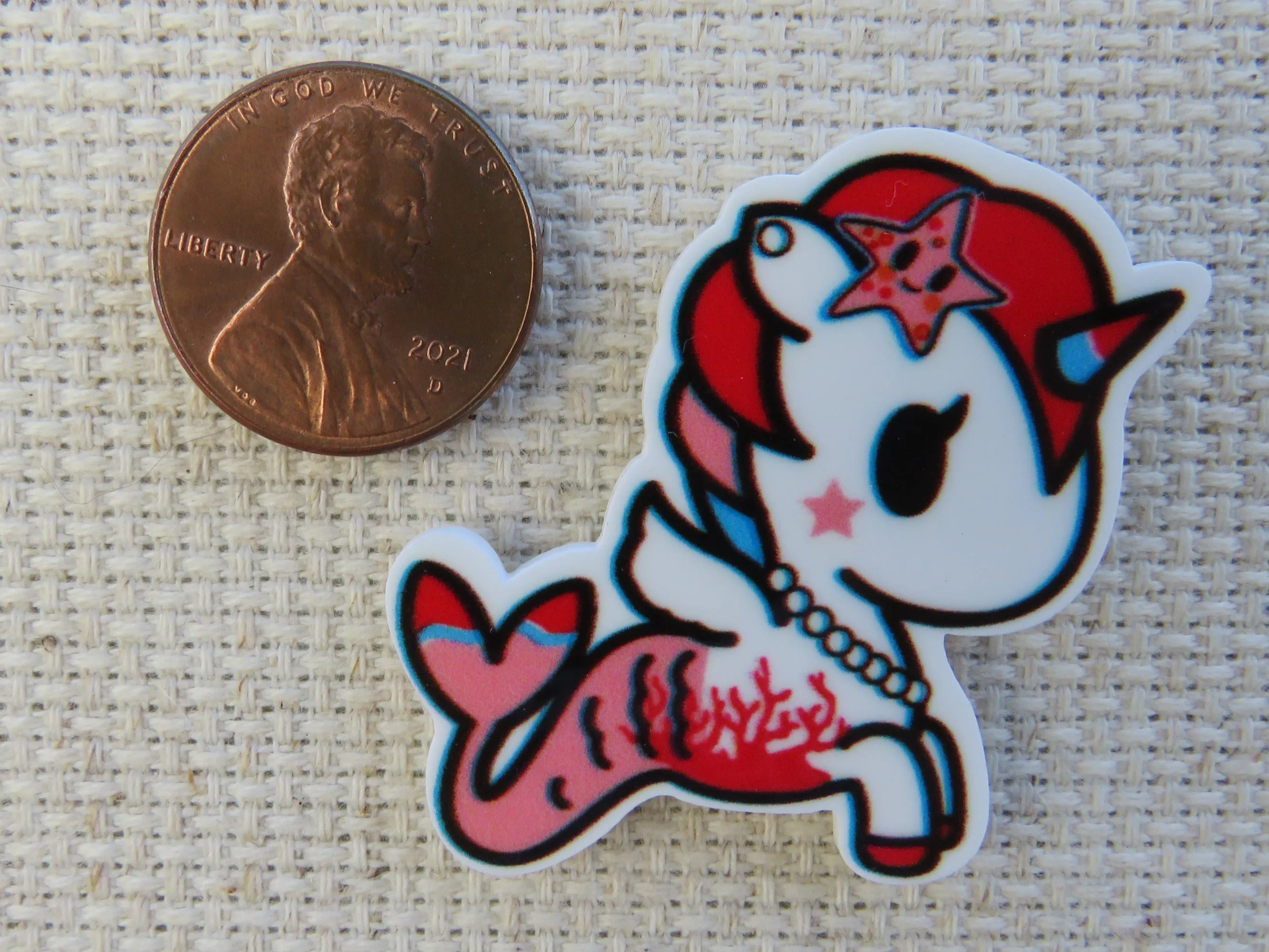 Red Unicorn Mermaid Needle Minder, Cover Minder, Magnet LAST ONE!