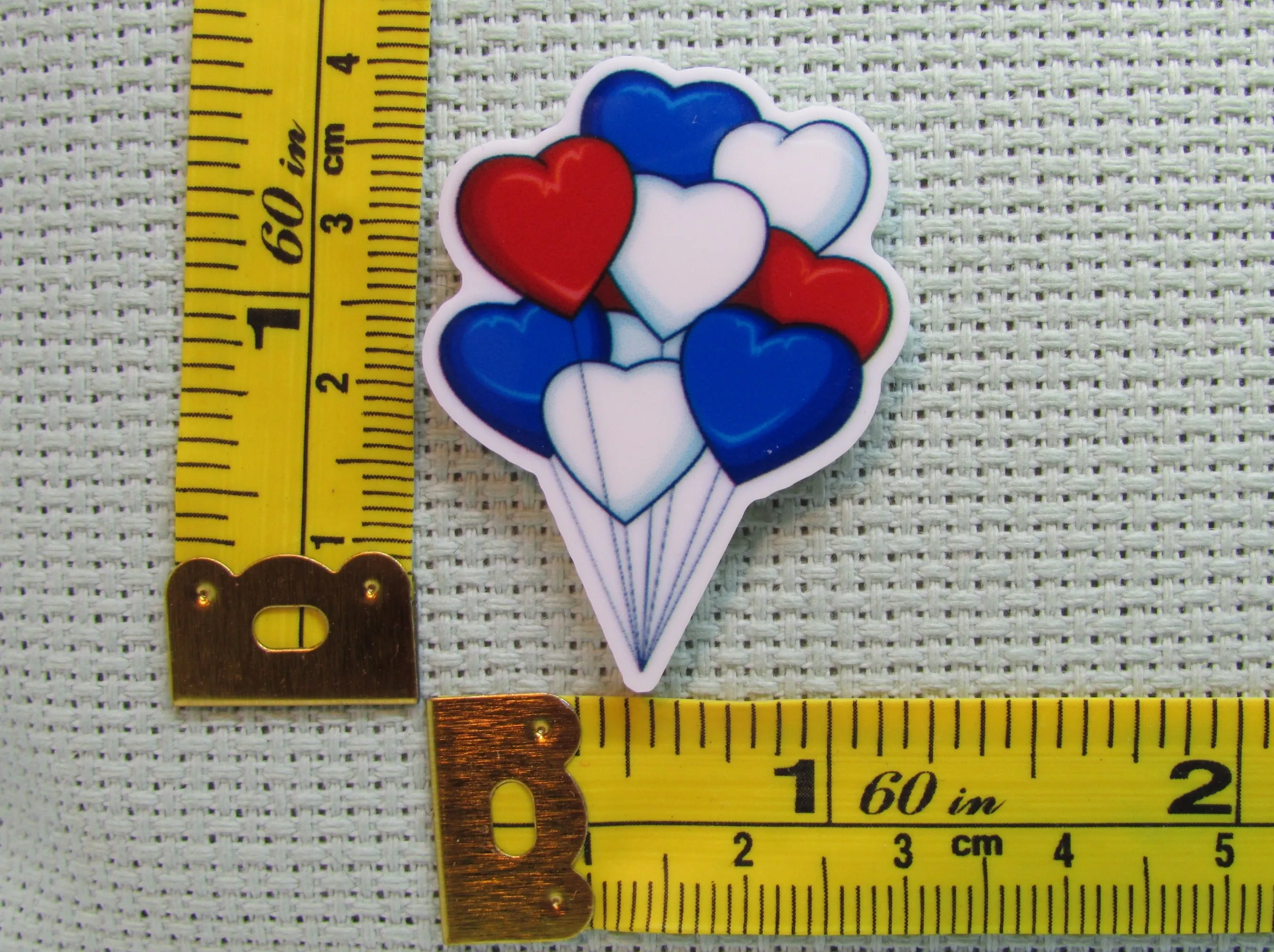 Red, White and Blue Heart Balloons Needle Minder, Cover Minder, Magnet