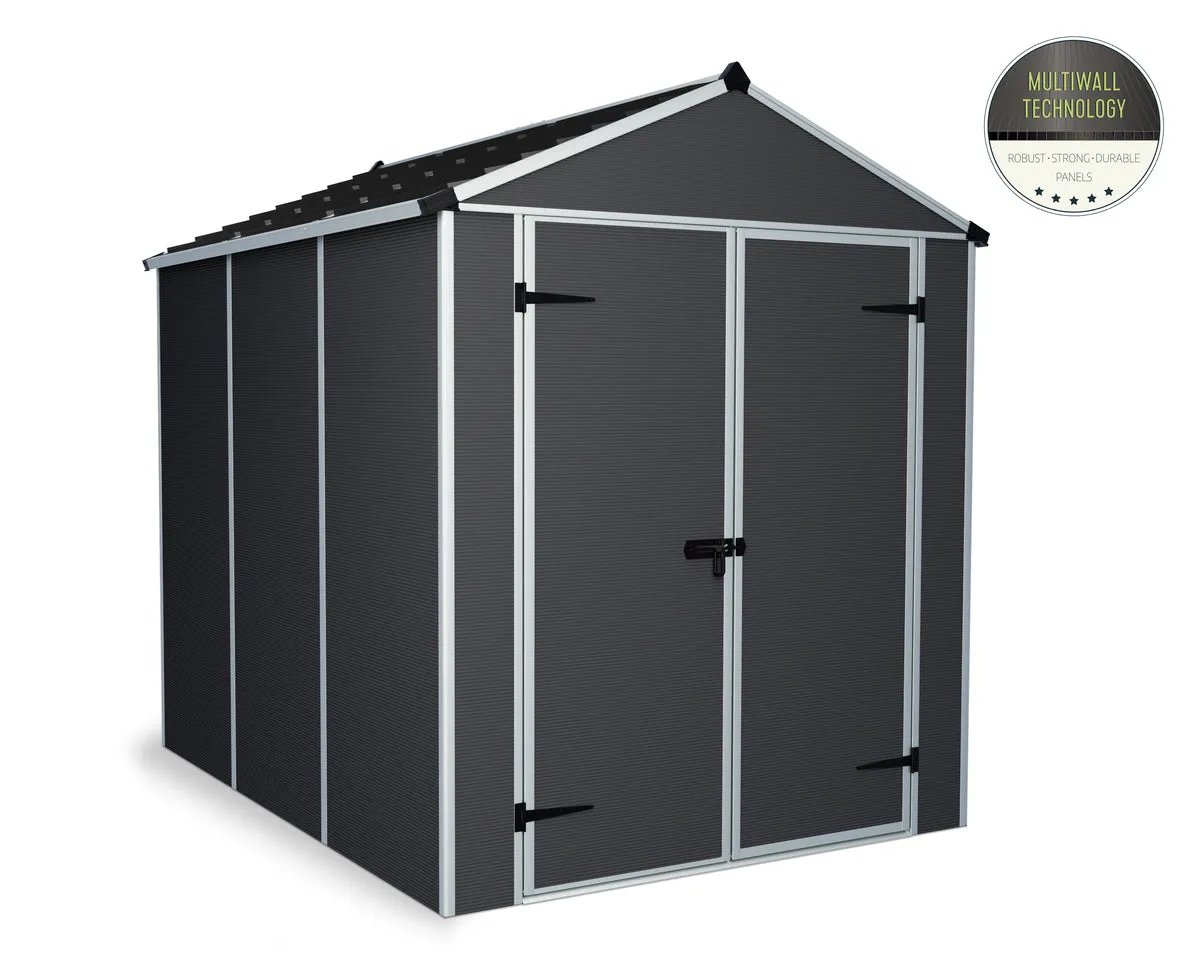 Rubicon™ ~6 ft. x 7.5 ft. Grey Storage Shed | Palram-Canopia