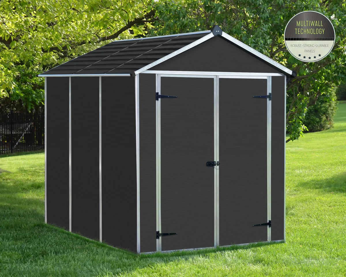 Rubicon™ ~6 ft. x 7.5 ft. Grey Storage Shed | Palram-Canopia