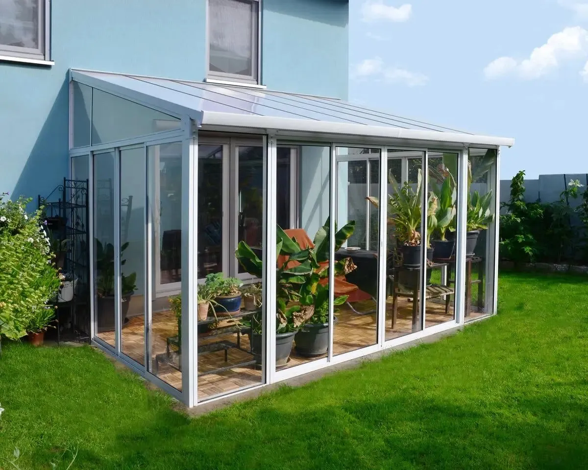 SanRemo™ 10 ft. x 14 ft. Solarium Patio Enclosure White Frame White Roof | Palram-Canopia