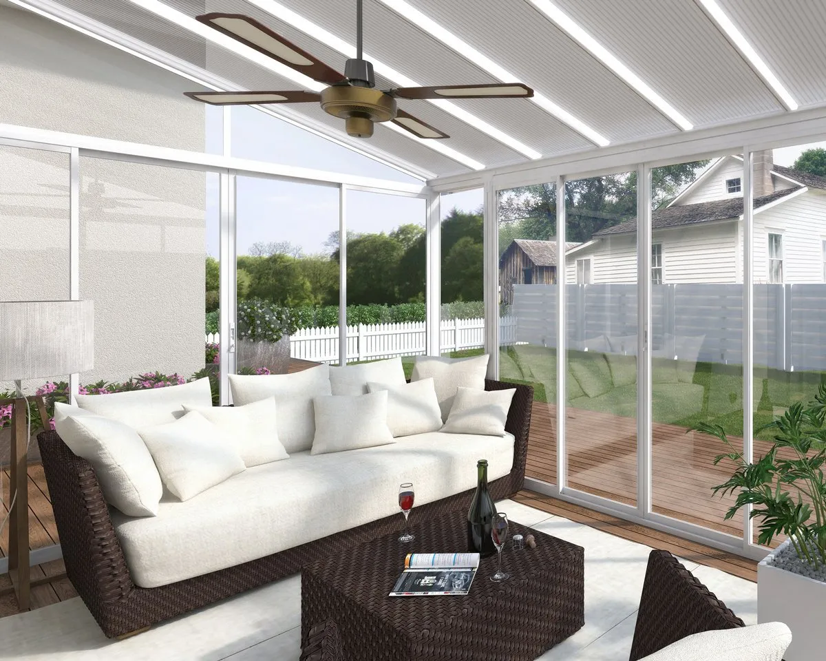 SanRemo™ 10 ft. x 14 ft. Solarium Patio Enclosure White Frame White Roof | Palram-Canopia