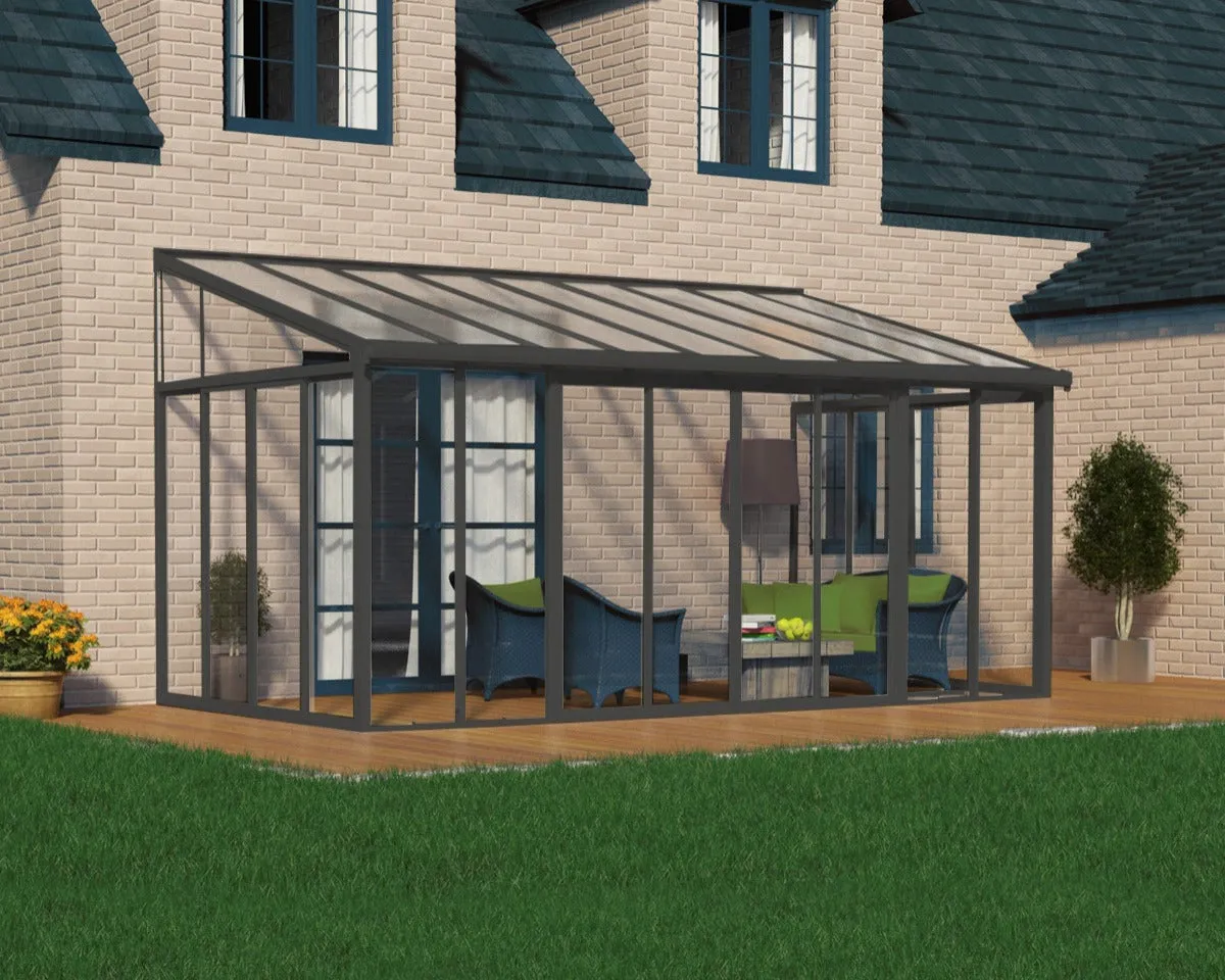 SanRemo™ 10 ft. x 18 ft. Solarium Patio Enclosure Grey Frame Translucent Roof | Palram-Canopia