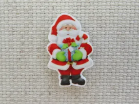 Santa with a Present Needle Minder, Cover Minder, Magnet