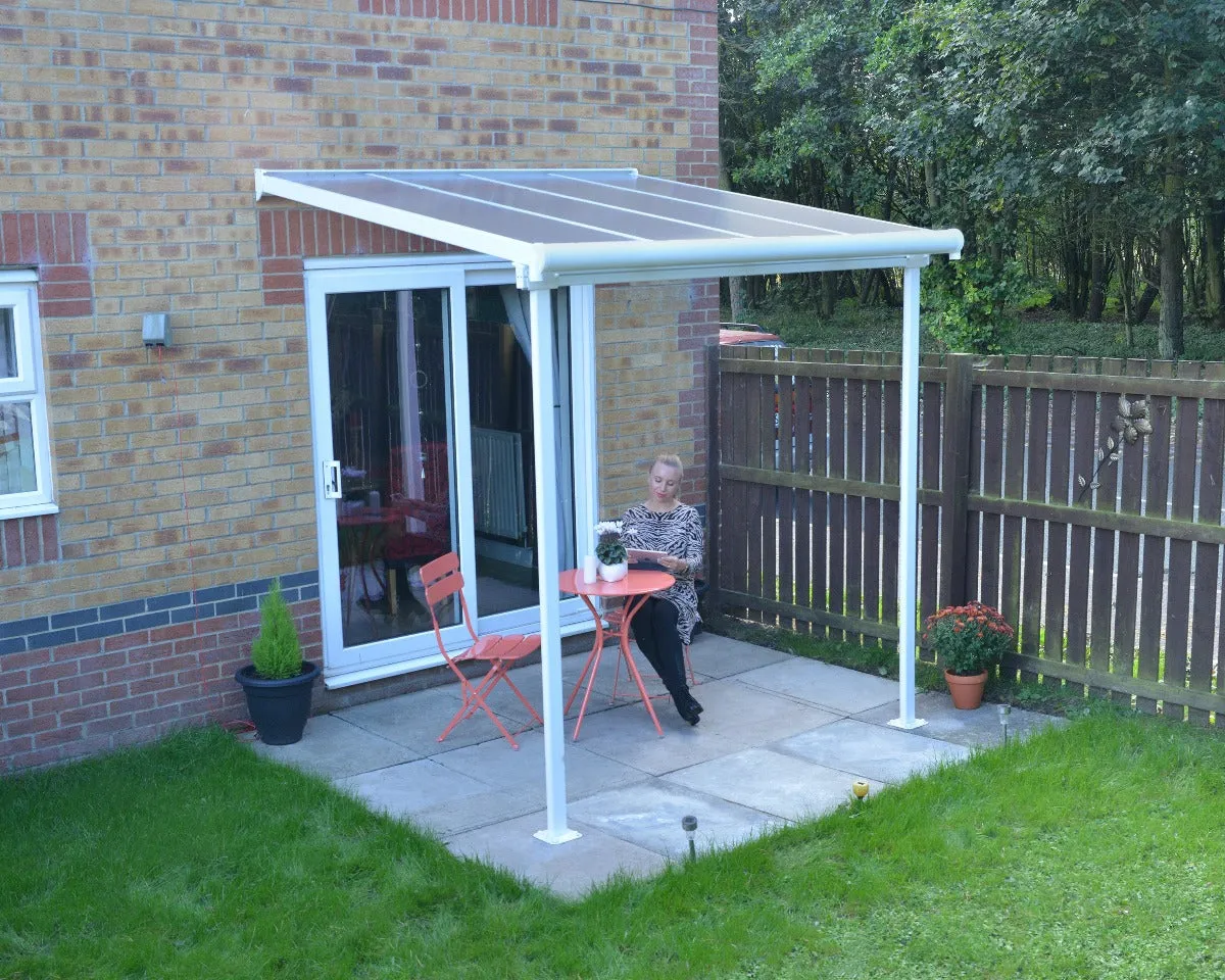 Sierra™ Patio Cover 7.5 ft. x 7.5 ft. White Frame Clear Panels | Palram-Canopia