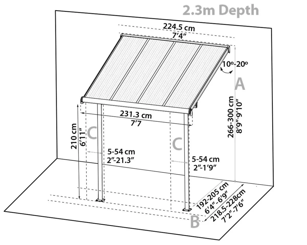 Sierra™ Patio Cover 7.5 ft. x 7.5 ft. White Frame Clear Panels | Palram-Canopia