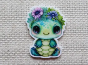 Sitting Floral Turtle Needle Minder, Cover Minder, Magnet