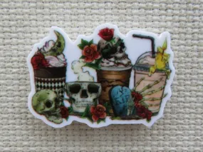 Skull Themed Group of Drinks Needle Minder, Cover Minder, Magnet