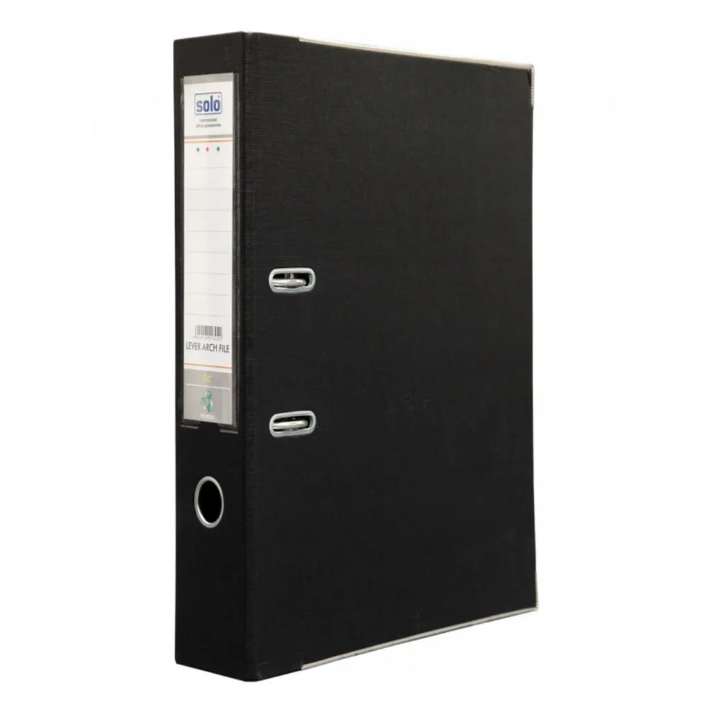 Solo Lever Arch File Black 3 Inch Ring A4 LA 502