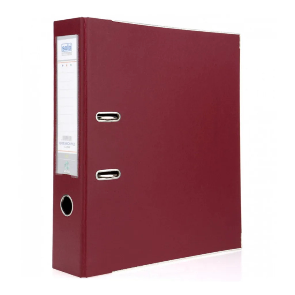 Solo Lever Arch File Burgundy 3 Inch Ring F/C Size LA 512