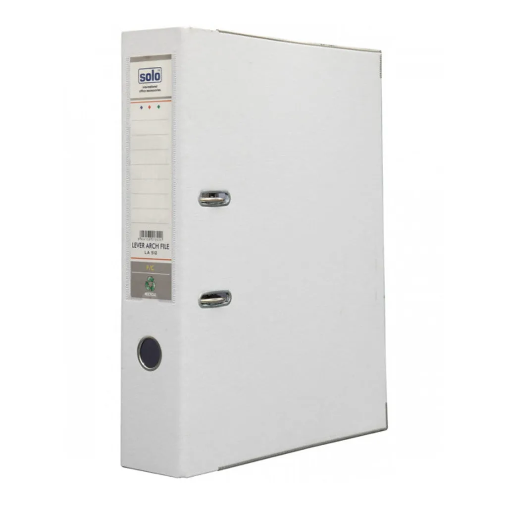 Solo Lever Arch File White 3 Inch Ring F/C Size LA 512