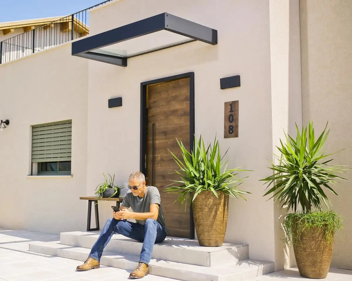 Sophia™ 1600 Door Awning  37" x 63" White Panels | Palram-Canopia