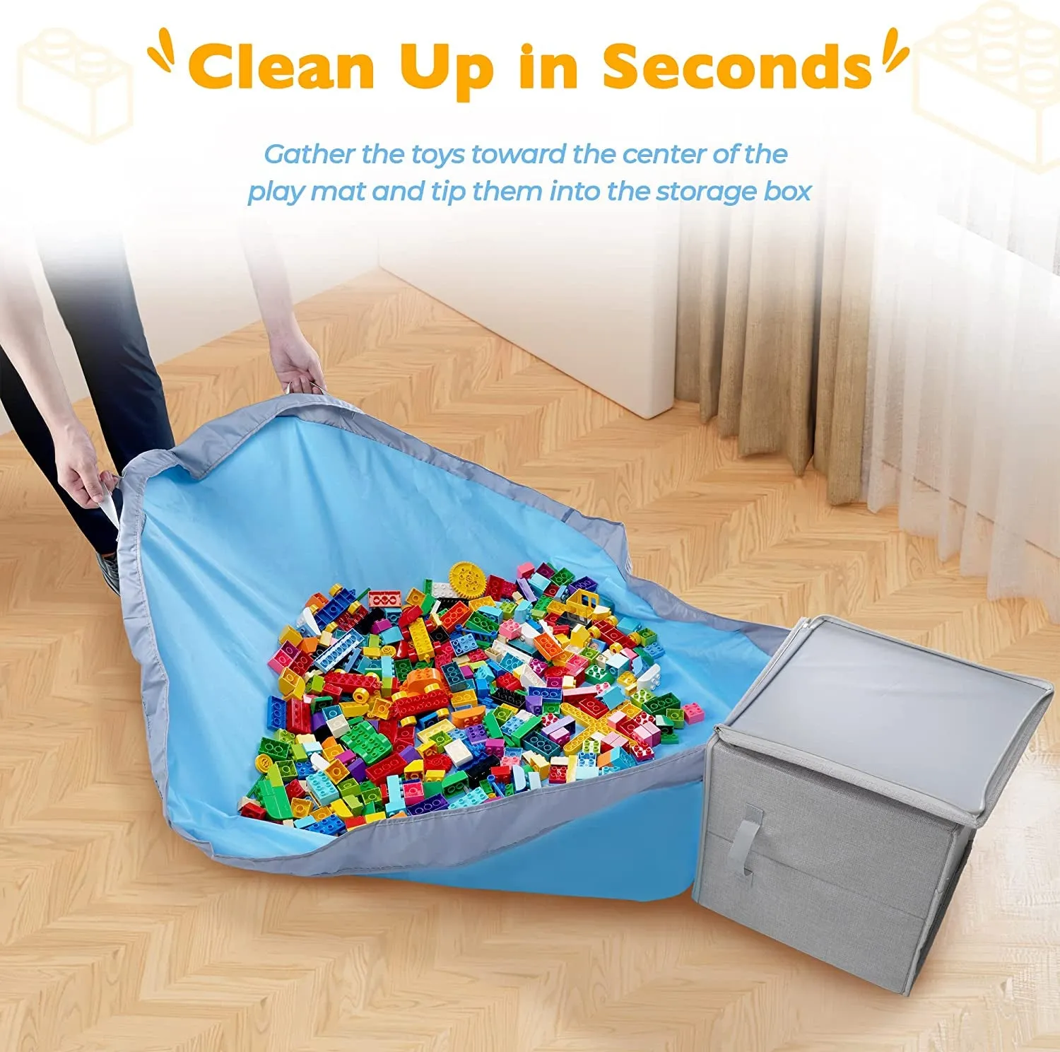 Stackable and Foldable Cube Toy Organizer and Storage Bin