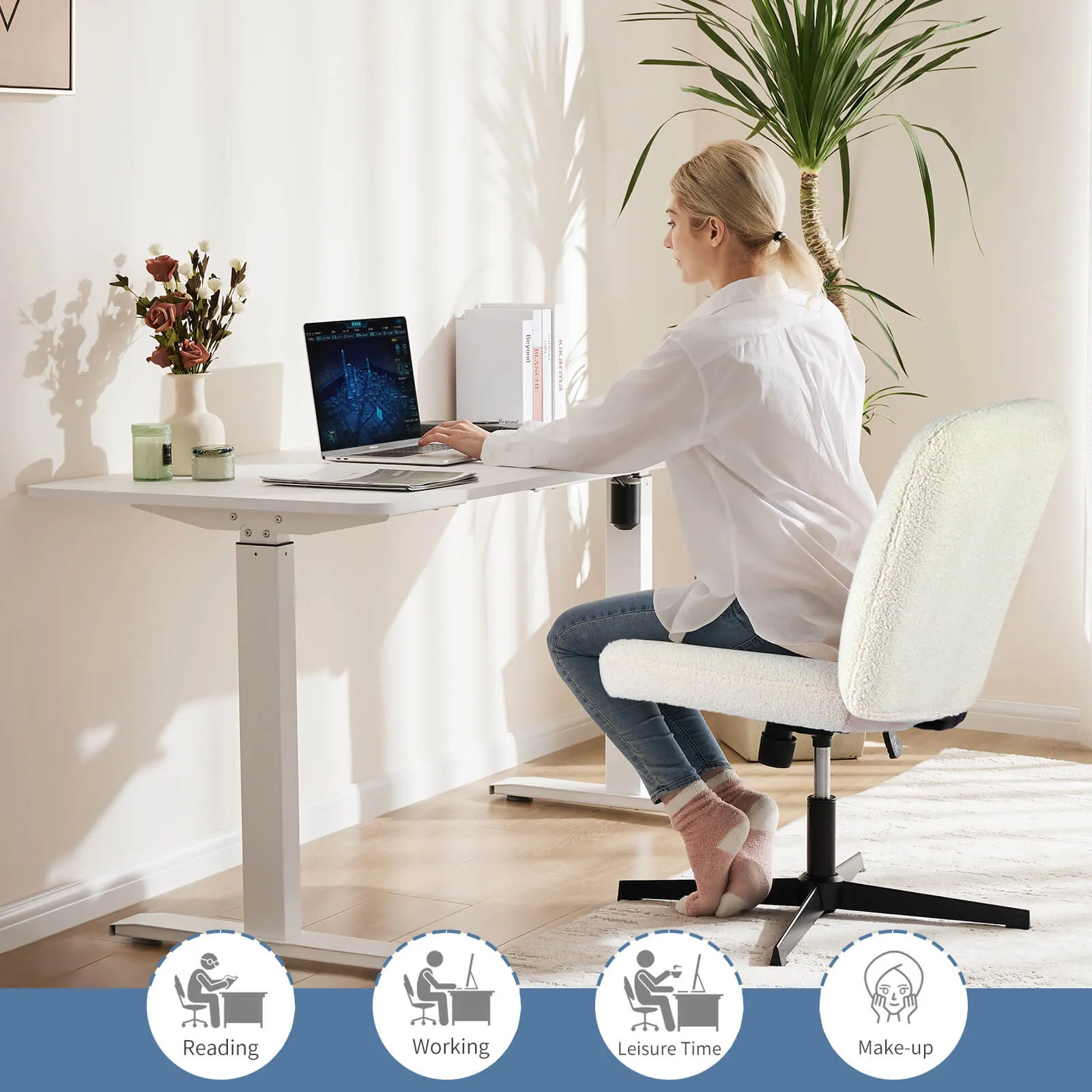 Sweetcrispy Ergonomic Swivel Office Chair with Lumbar Support