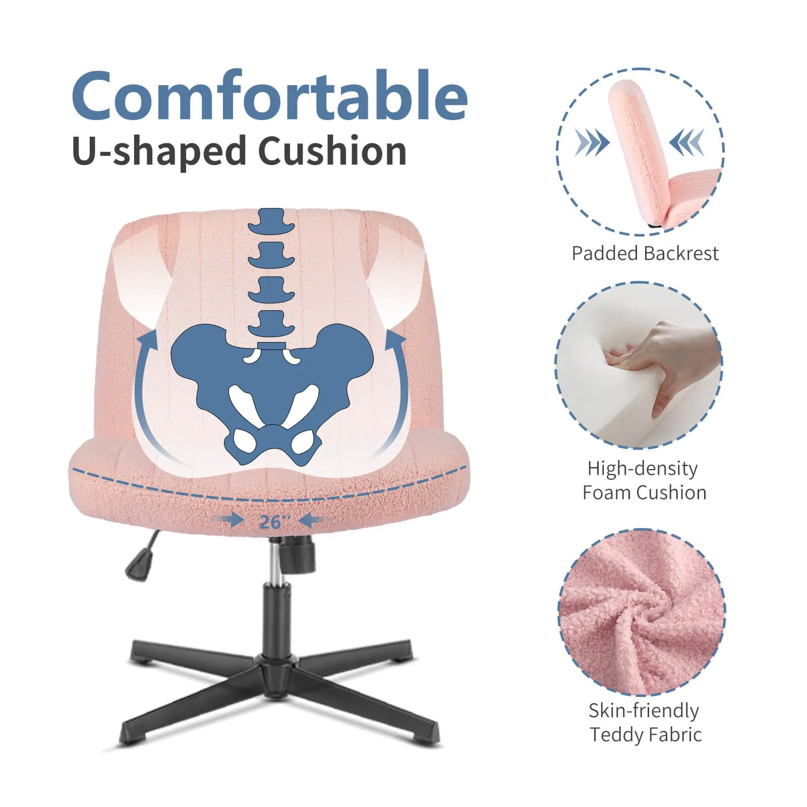 Sweetcrispy Ergonomic Swivel Office Chair with Lumbar Support