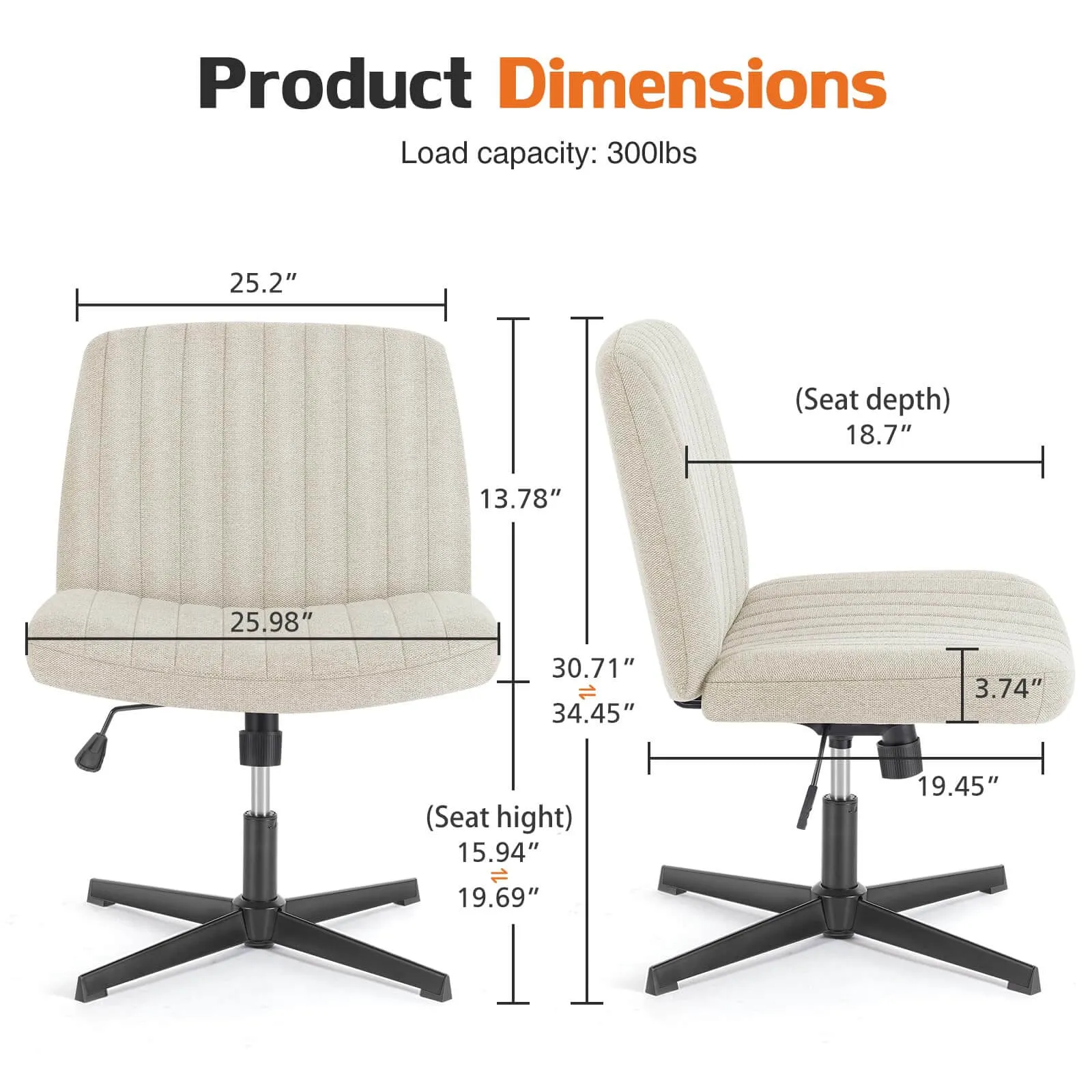Sweetcrispy Ergonomic Swivel Office Chair with Lumbar Support