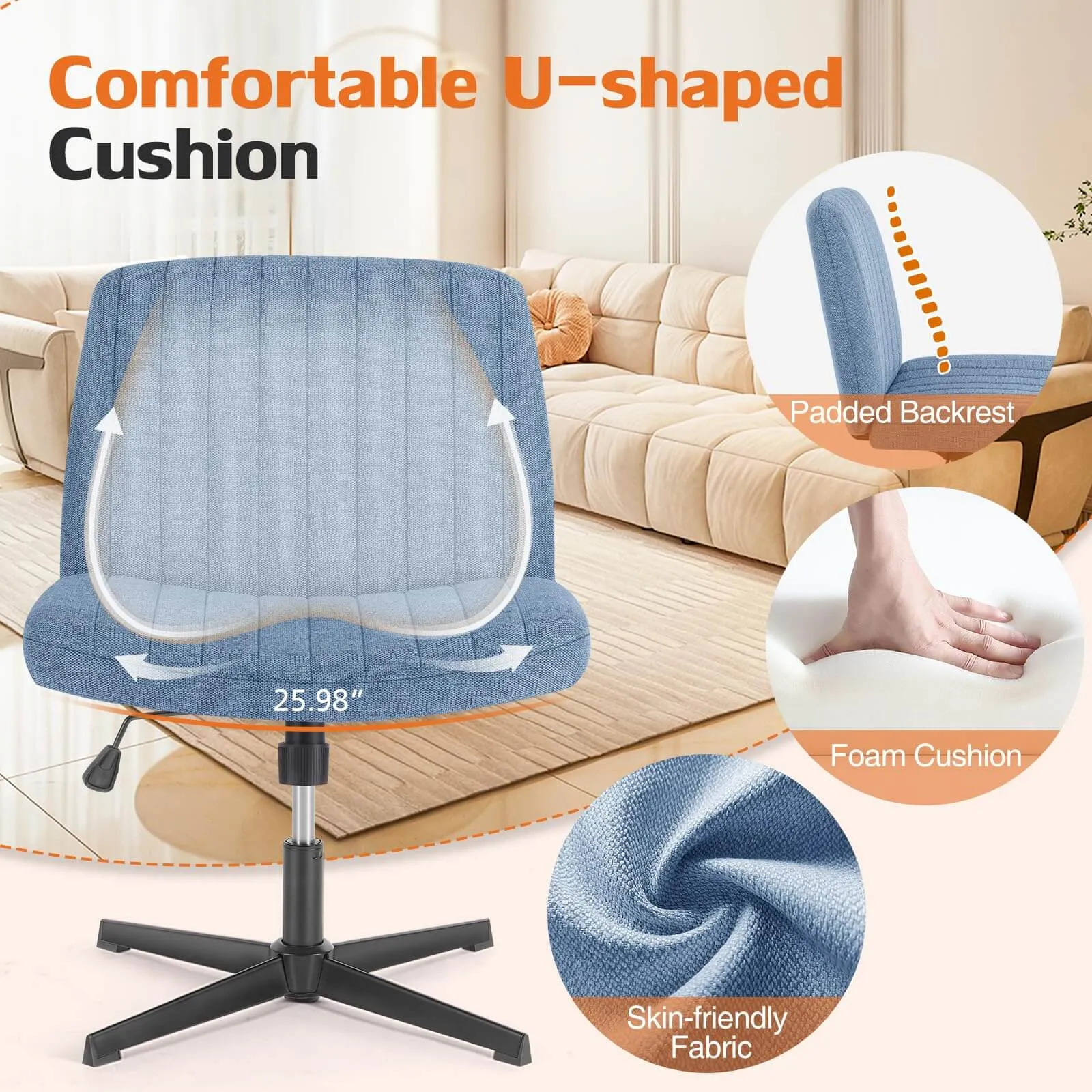 Sweetcrispy Ergonomic Swivel Office Chair with Lumbar Support