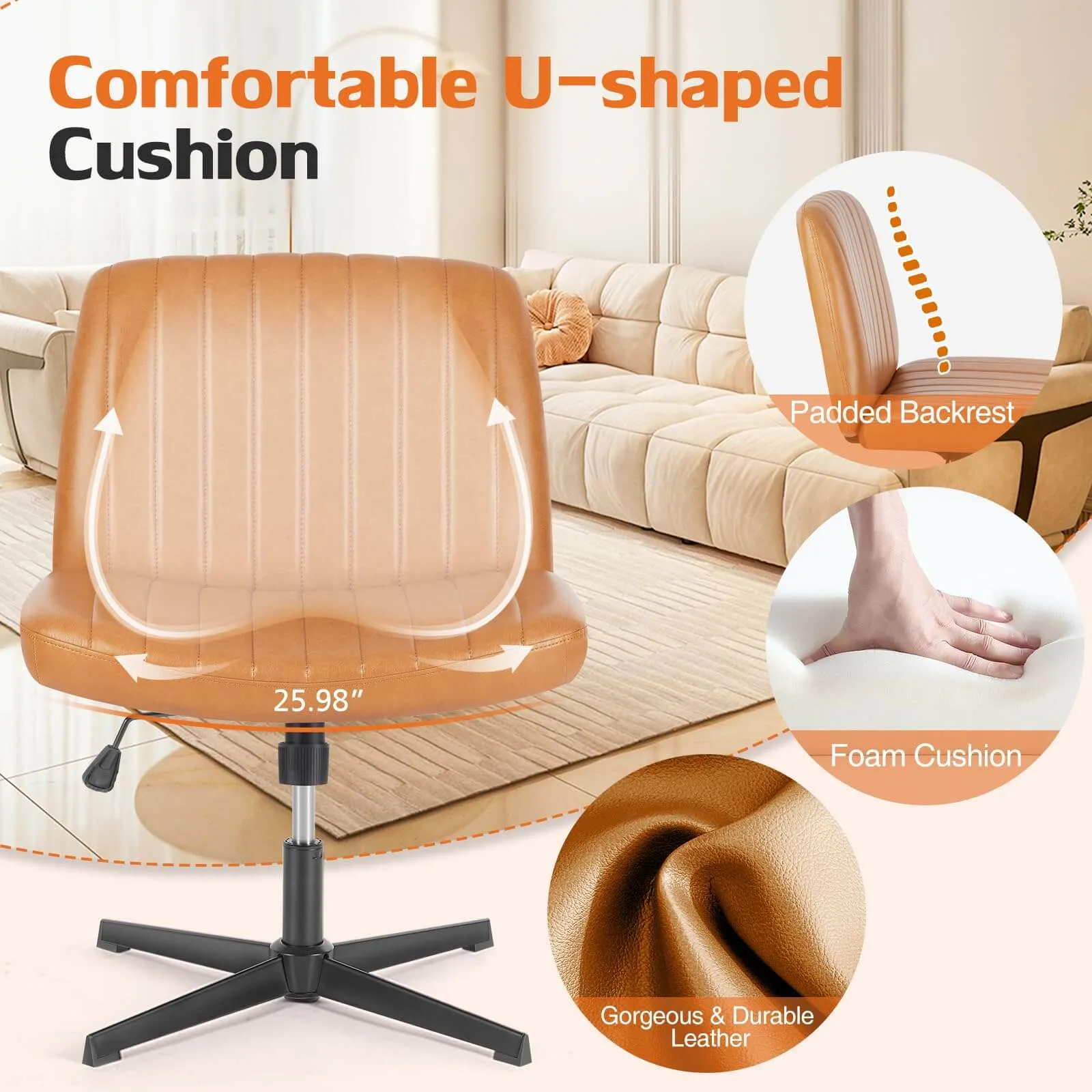 Sweetcrispy Ergonomic Swivel Office Chair with Lumbar Support