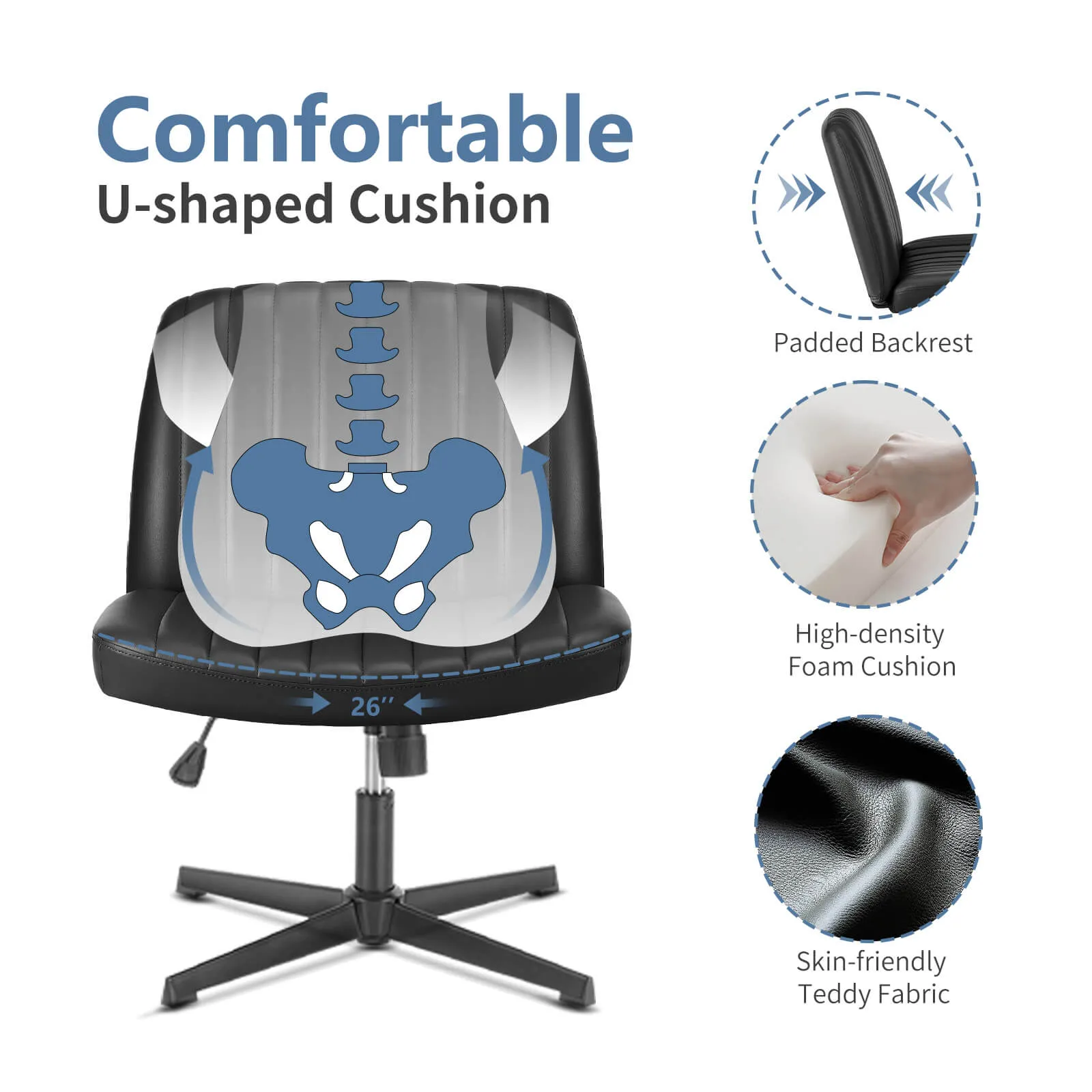 Sweetcrispy Ergonomic Swivel Office Chair with Lumbar Support