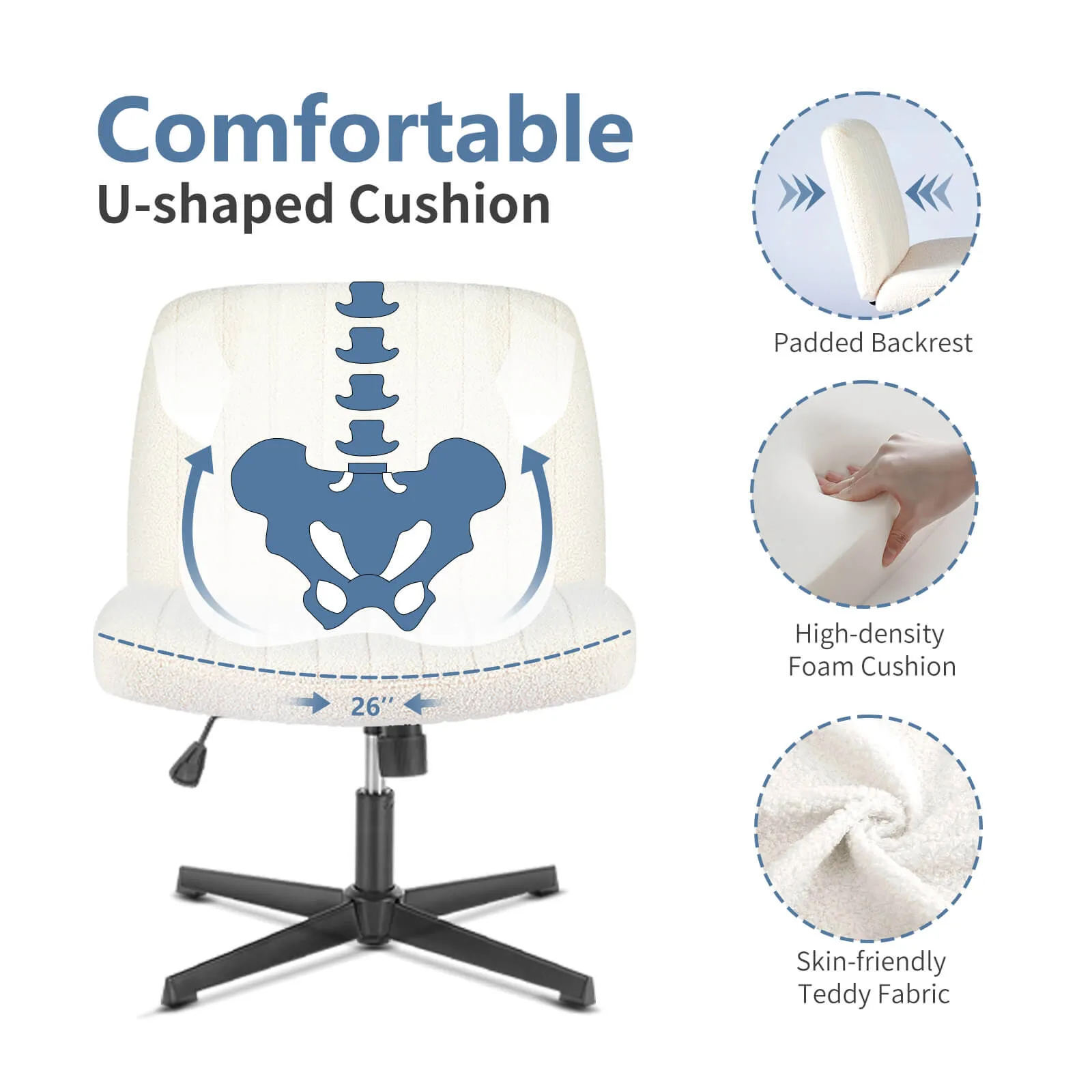 Sweetcrispy Ergonomic Swivel Office Chair with Lumbar Support