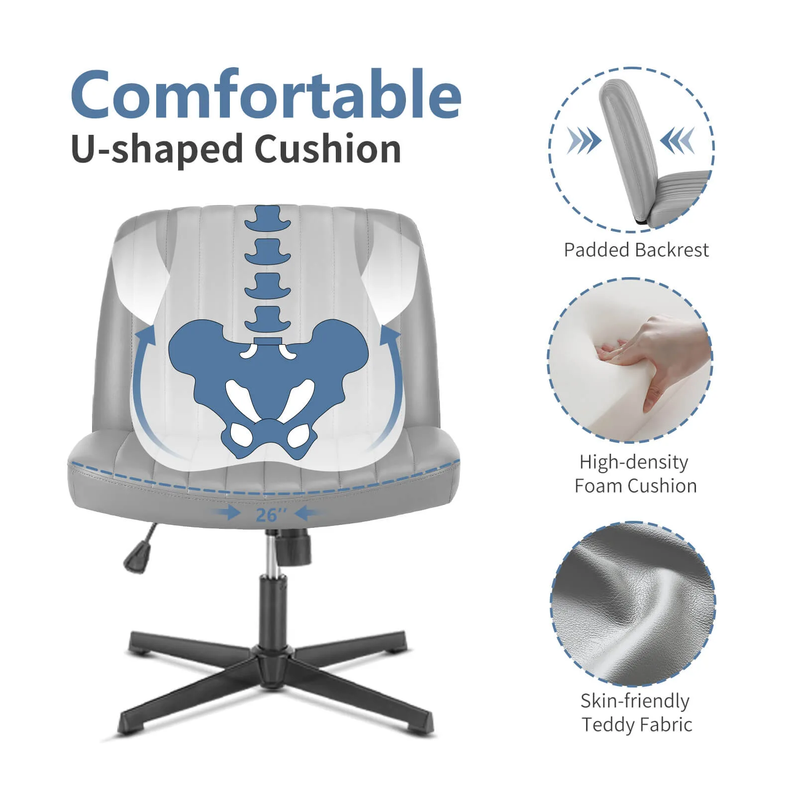 Sweetcrispy Ergonomic Swivel Office Chair with Lumbar Support