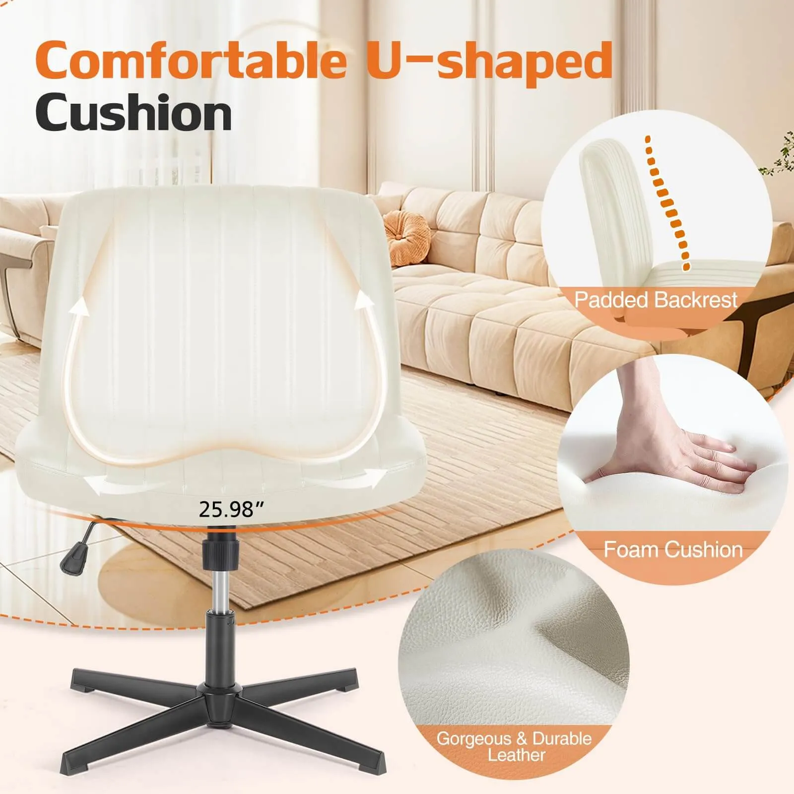 Sweetcrispy Ergonomic Swivel Office Chair with Lumbar Support