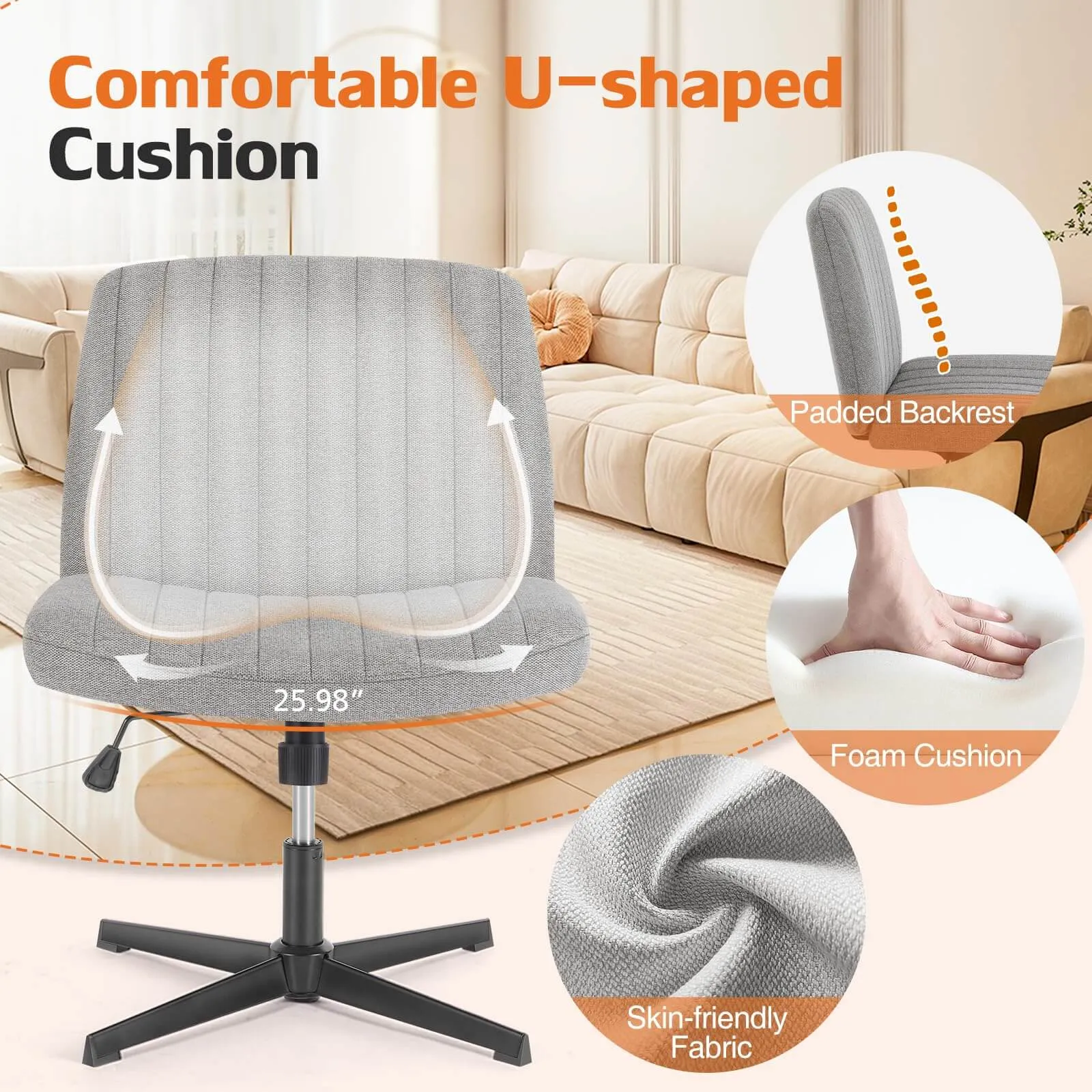 Sweetcrispy Ergonomic Swivel Office Chair with Lumbar Support