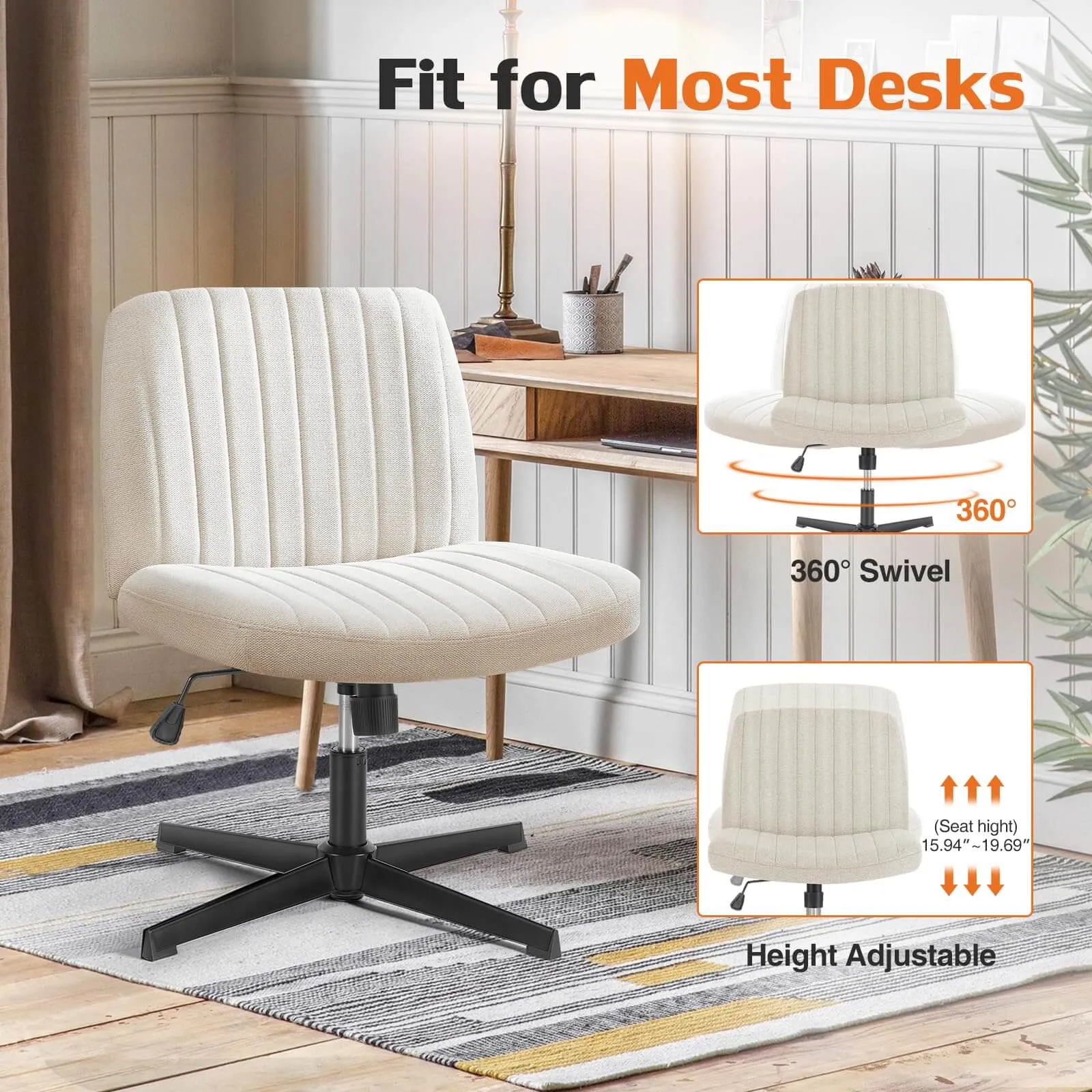 Sweetcrispy Ergonomic Swivel Office Chair with Lumbar Support