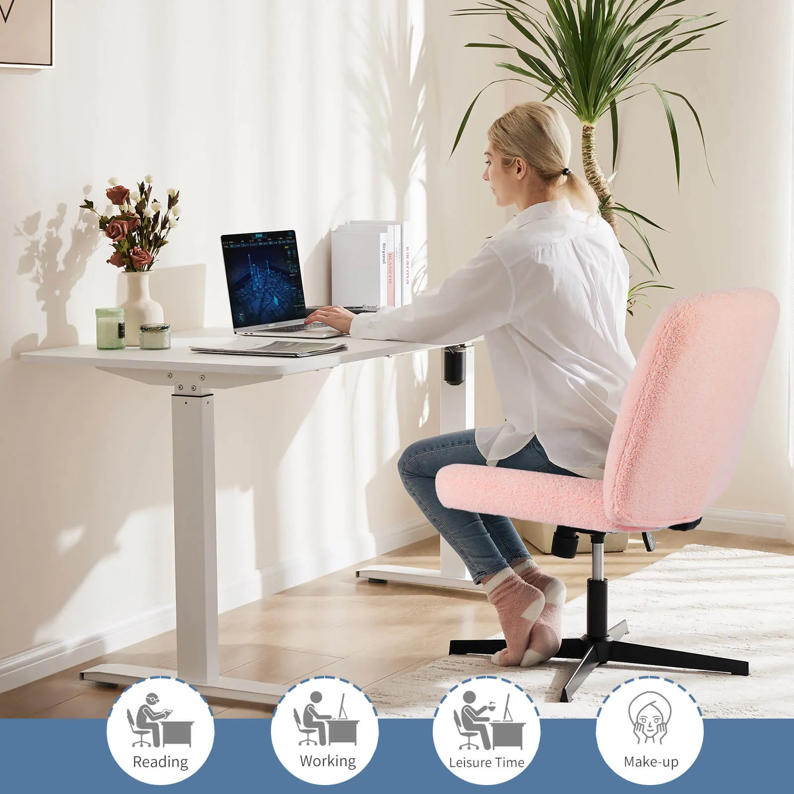 Sweetcrispy Ergonomic Swivel Office Chair with Lumbar Support