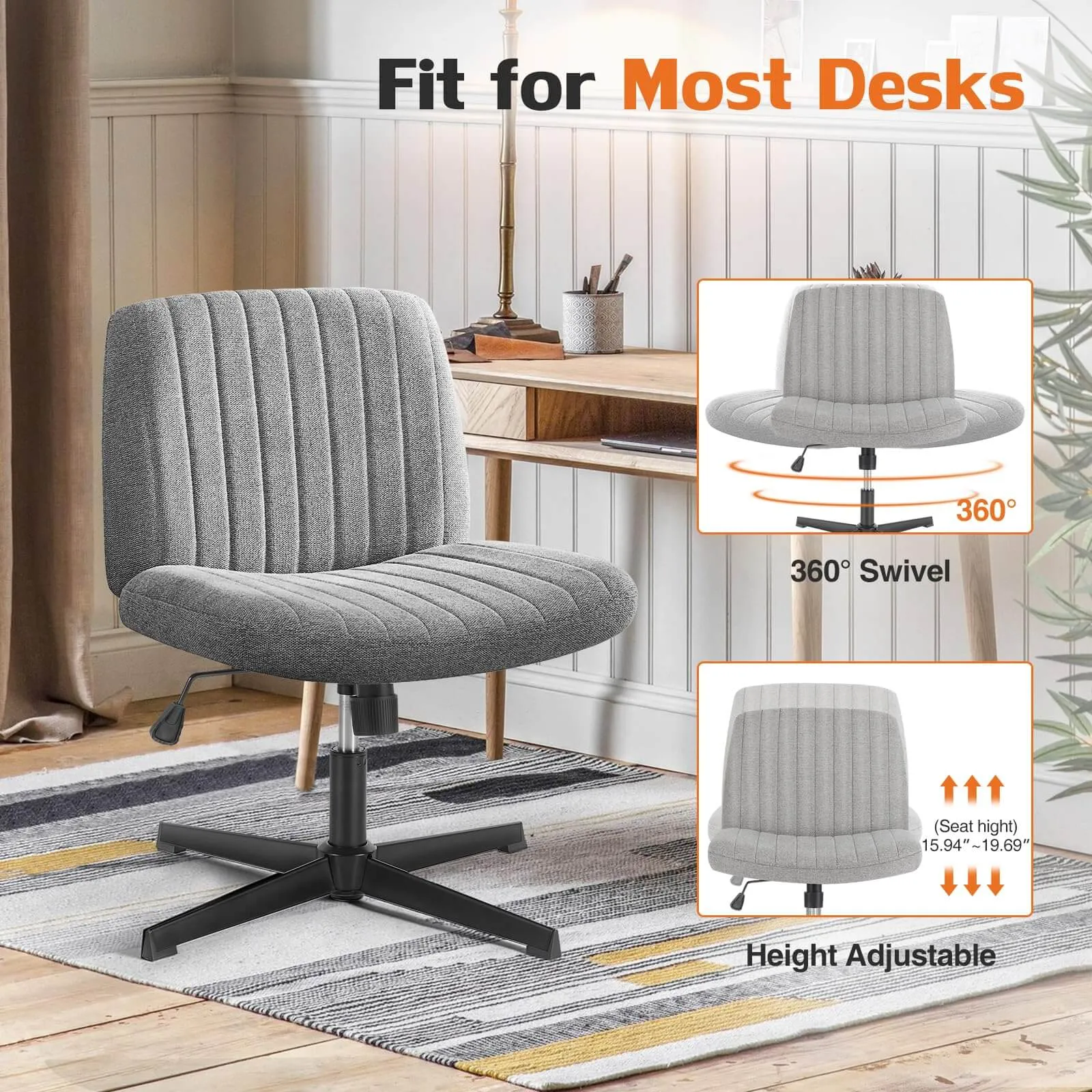 Sweetcrispy Ergonomic Swivel Office Chair with Lumbar Support