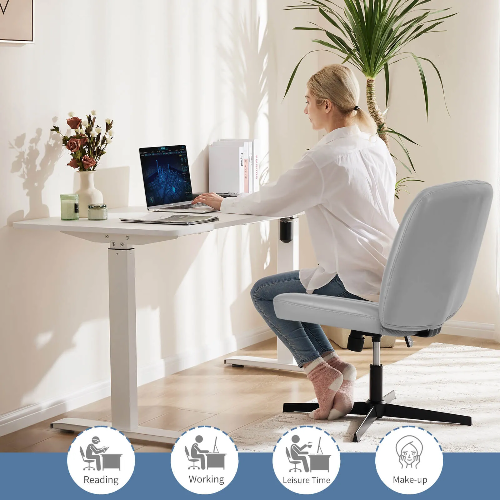Sweetcrispy Ergonomic Swivel Office Chair with Lumbar Support