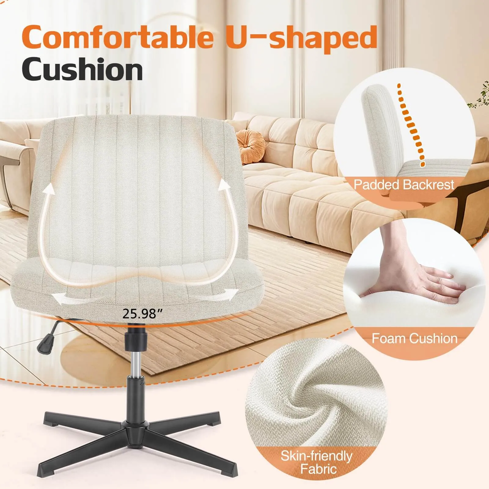 Sweetcrispy Ergonomic Swivel Office Chair with Lumbar Support